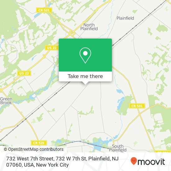 Mapa de 732 West 7th Street, 732 W 7th St, Plainfield, NJ 07060, USA