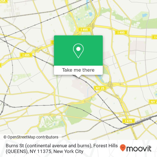 Mapa de Burns St (continental avenue and burns), Forest Hills (QUEENS), NY 11375