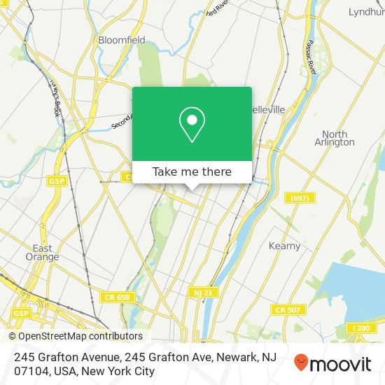 Mapa de 245 Grafton Avenue, 245 Grafton Ave, Newark, NJ 07104, USA