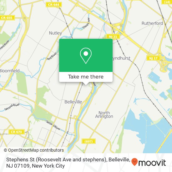 Stephens St (Roosevelt Ave and stephens), Belleville, NJ 07109 map