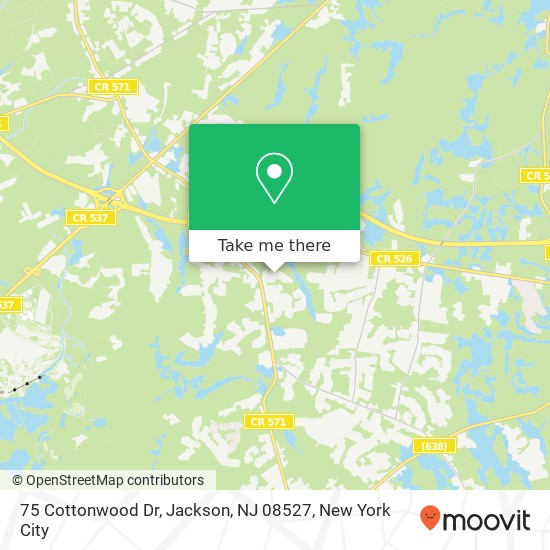 Mapa de 75 Cottonwood Dr, Jackson, NJ 08527