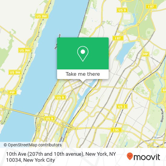 Mapa de 10th Ave (207th and 10th avenue), New York, NY 10034