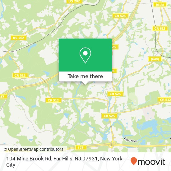 Mapa de 104 Mine Brook Rd, Far Hills, NJ 07931