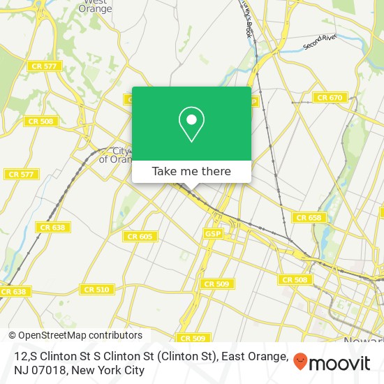 Mapa de 12,S Clinton St S Clinton St (Clinton St), East Orange, NJ 07018