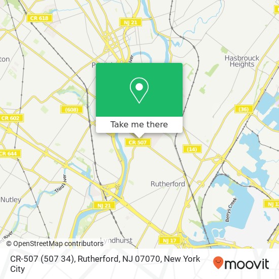 Mapa de CR-507 (507 34), Rutherford, NJ 07070