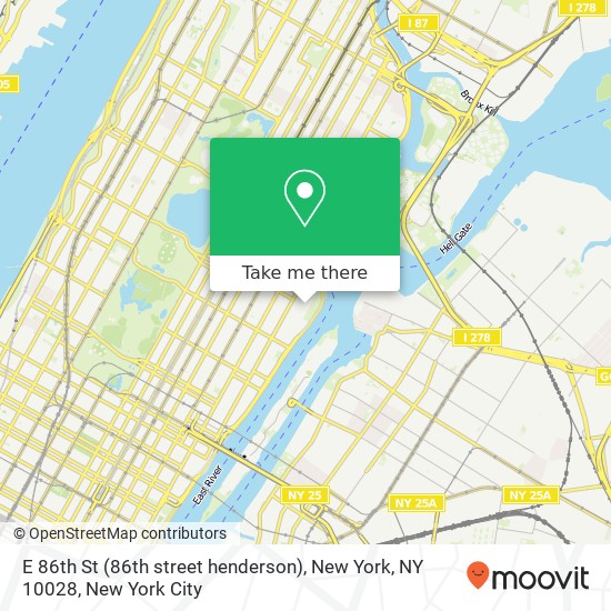 Mapa de E 86th St (86th street henderson), New York, NY 10028