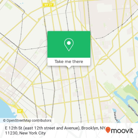 Mapa de E 12th St (east 12th street and Avenue), Brooklyn, NY 11230