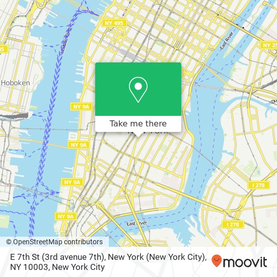 Mapa de E 7th St (3rd avenue 7th), New York (New York City), NY 10003
