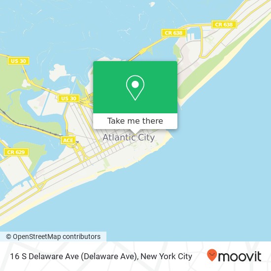 Mapa de 16 S Delaware Ave (Delaware Ave), Atlantic City, NJ 08401