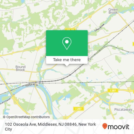 Mapa de 102 Osceola Ave, Middlesex, NJ 08846