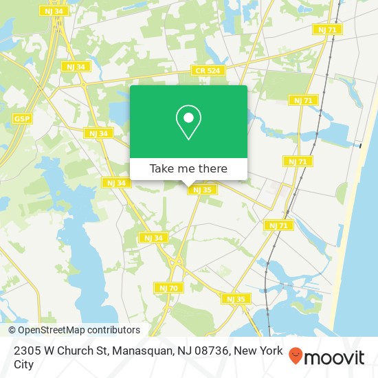 Mapa de 2305 W Church St, Manasquan, NJ 08736