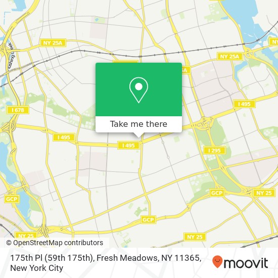 Mapa de 175th Pl (59th 175th), Fresh Meadows, NY 11365