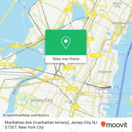 Mapa de Manhattan Ave (manhattan terrace), Jersey City, NJ 07307