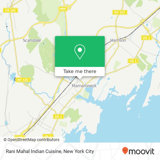 Mapa de Rani Mahal Indian Cuisine, 327 Mamaroneck Ave