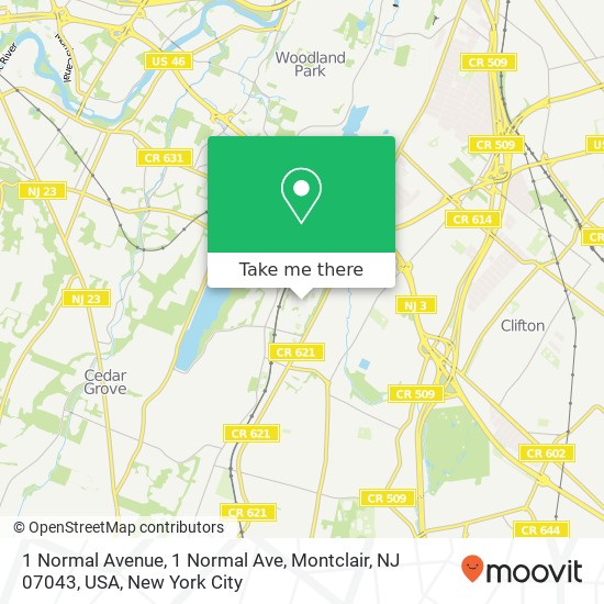 1 Normal Avenue, 1 Normal Ave, Montclair, NJ 07043, USA map