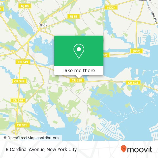 Mapa de 8 Cardinal Avenue, 8 Cardinal Ave, Brick, NJ 08723, USA