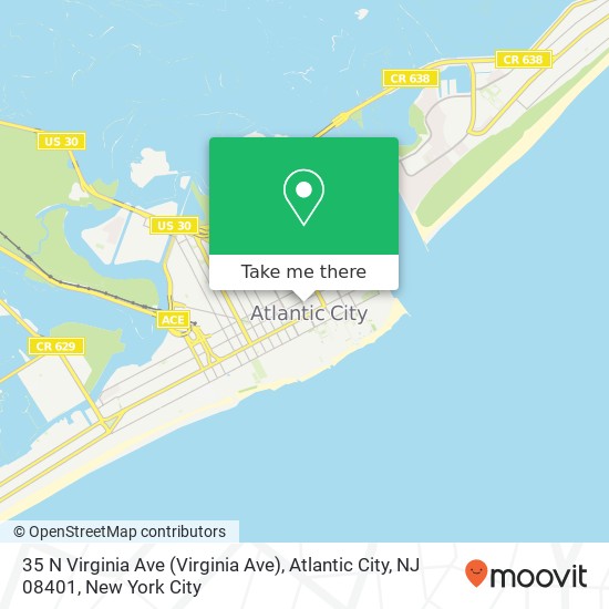 Mapa de 35 N Virginia Ave (Virginia Ave), Atlantic City, NJ 08401