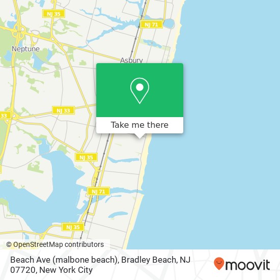 Mapa de Beach Ave (malbone beach), Bradley Beach, NJ 07720