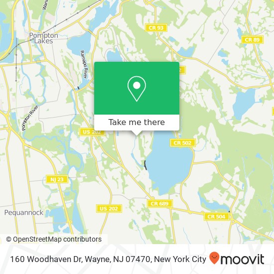Mapa de 160 Woodhaven Dr, Wayne, NJ 07470