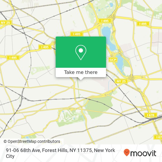 Mapa de 91-06 68th Ave, Forest Hills, NY 11375