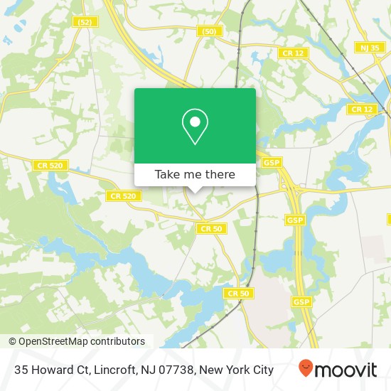 Mapa de 35 Howard Ct, Lincroft, NJ 07738