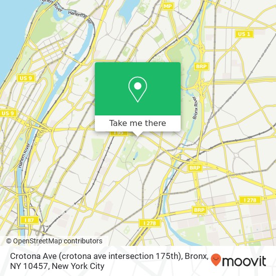 Mapa de Crotona Ave (crotona ave intersection 175th), Bronx, NY 10457