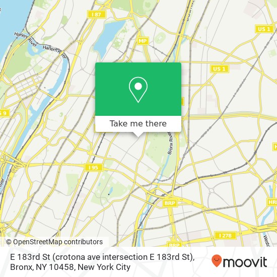 Mapa de E 183rd St (crotona ave intersection E 183rd St), Bronx, NY 10458