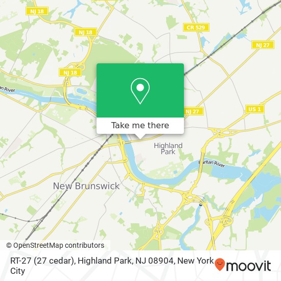 Mapa de RT-27 (27 cedar), Highland Park, NJ 08904