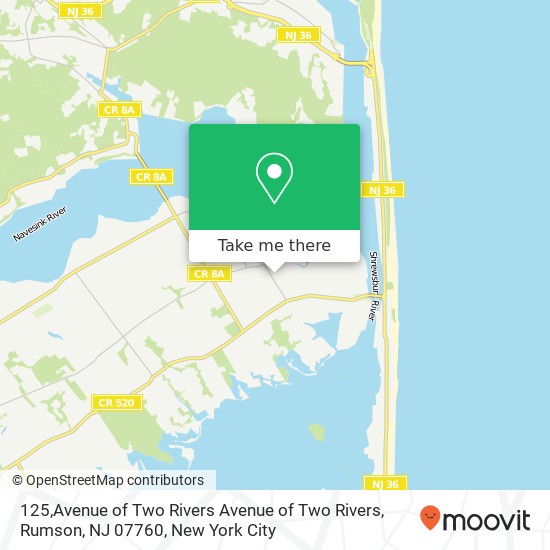 Mapa de 125,Avenue of Two Rivers Avenue of Two Rivers, Rumson, NJ 07760