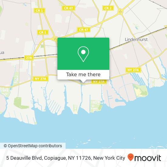 Mapa de 5 Deauville Blvd, Copiague, NY 11726
