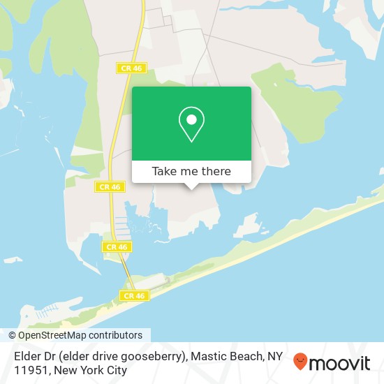 Mapa de Elder Dr (elder drive gooseberry), Mastic Beach, NY 11951