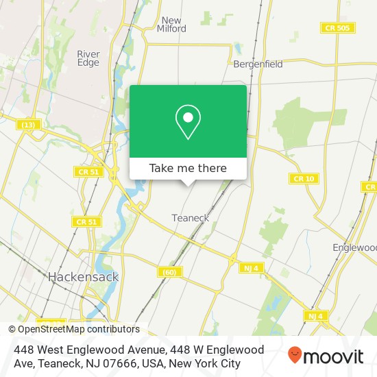 Mapa de 448 West Englewood Avenue, 448 W Englewood Ave, Teaneck, NJ 07666, USA