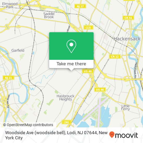 Mapa de Woodside Ave (woodside bell), Lodi, NJ 07644