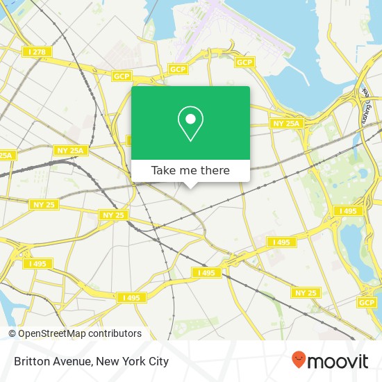 Mapa de Britton Avenue, Britton Ave, Queens, NY 11373, USA
