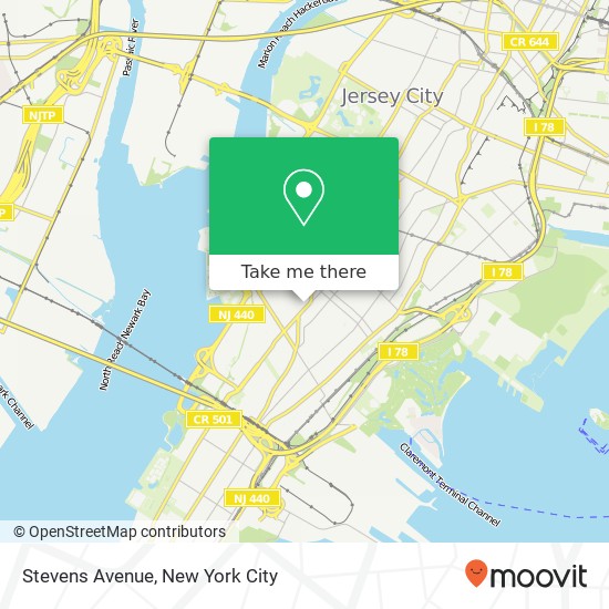 Mapa de Stevens Avenue, Stevens Ave, Jersey City, NJ 07305, USA