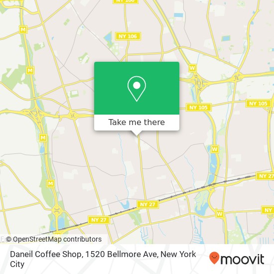 Mapa de Daneil Coffee Shop, 1520 Bellmore Ave