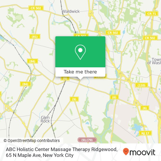 Mapa de ABC Holistic Center Massage Therapy Ridgewood, 65 N Maple Ave