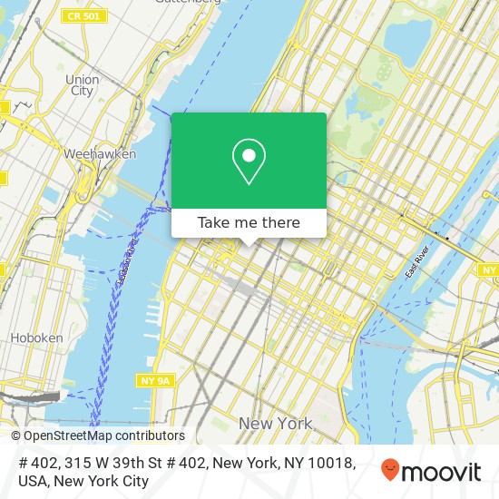 Mapa de # 402, 315 W 39th St # 402, New York, NY 10018, USA