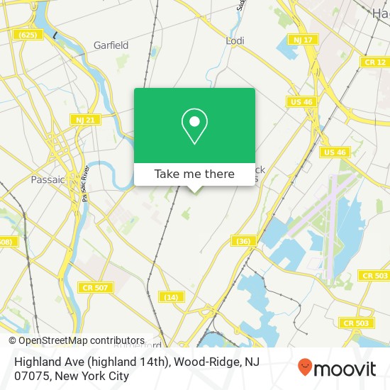 Highland Ave (highland 14th), Wood-Ridge, NJ 07075 map