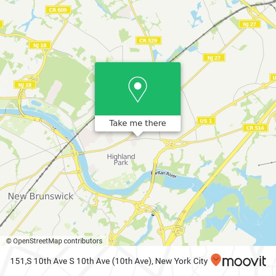 Mapa de 151,S 10th Ave S 10th Ave (10th Ave), Highland Park (HIGHLAND PARK), NJ 08904