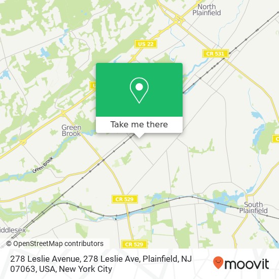 Mapa de 278 Leslie Avenue, 278 Leslie Ave, Plainfield, NJ 07063, USA