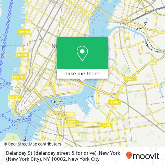 Delancey St (delancey street & fdr drive), New York (New York City), NY 10002 map