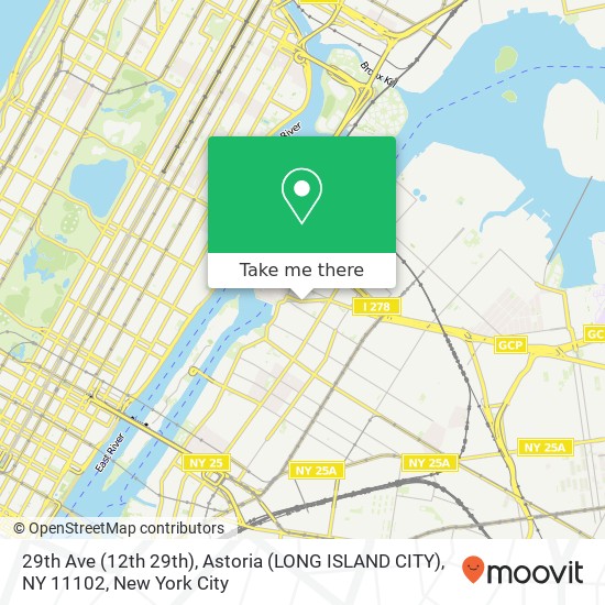 Mapa de 29th Ave (12th 29th), Astoria (LONG ISLAND CITY), NY 11102