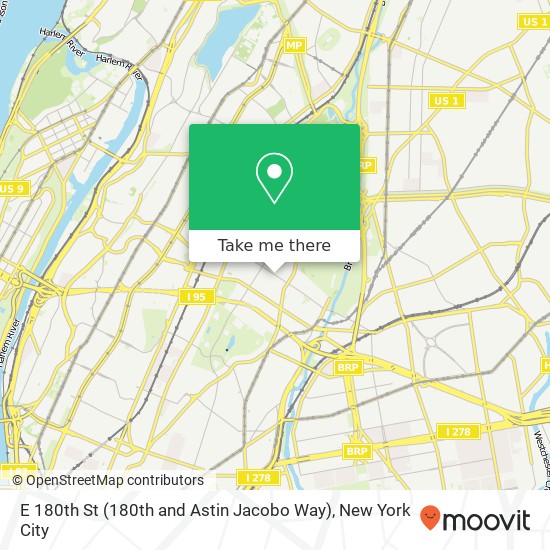 Mapa de E 180th St (180th and Astin Jacobo Way), Bronx, NY 10457