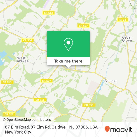 87 Elm Road, 87 Elm Rd, Caldwell, NJ 07006, USA map