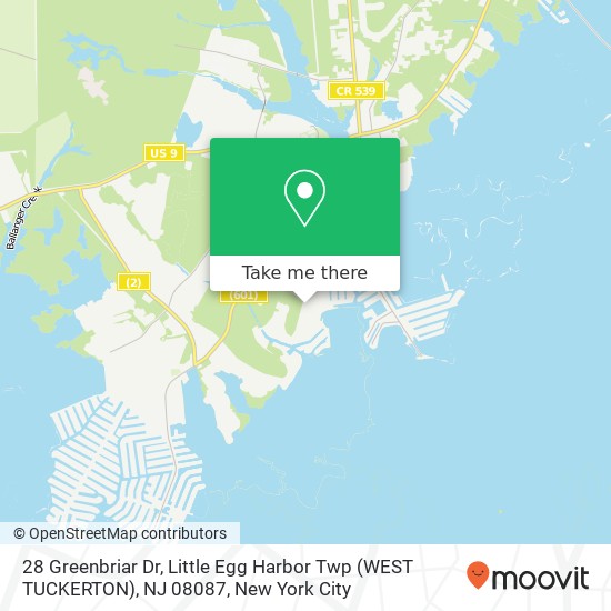 Mapa de 28 Greenbriar Dr, Little Egg Harbor Twp (WEST TUCKERTON), NJ 08087