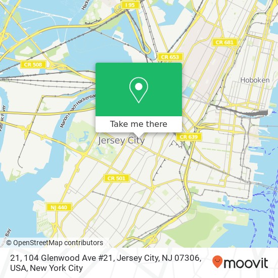 Mapa de 21, 104 Glenwood Ave #21, Jersey City, NJ 07306, USA