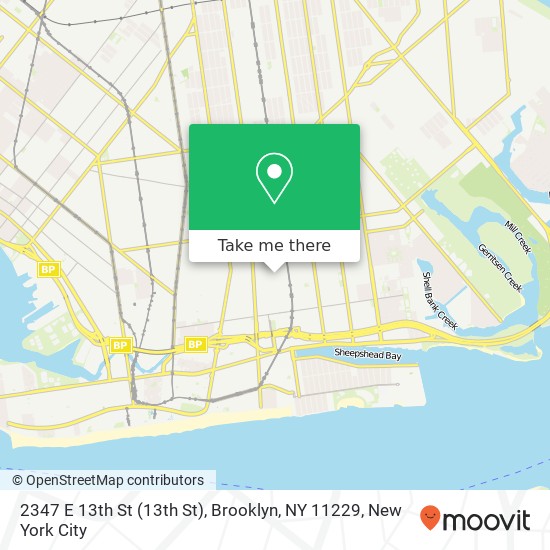 Mapa de 2347 E 13th St (13th St), Brooklyn, NY 11229