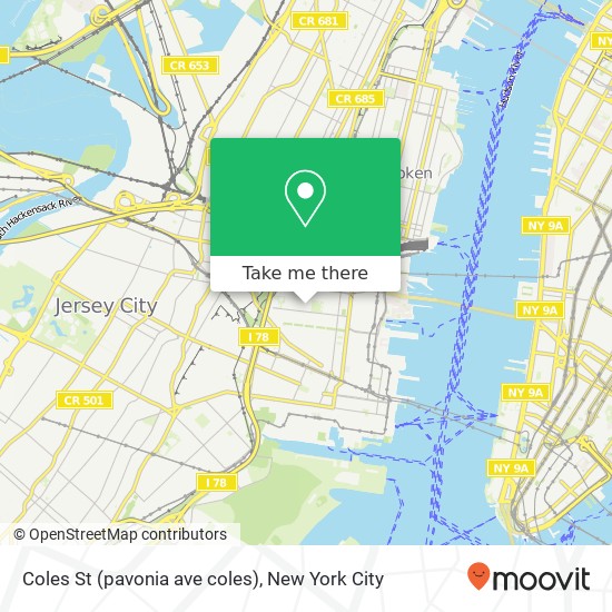 Mapa de Coles St (pavonia ave coles), Jersey City (JERSEY CITY), NJ 07302