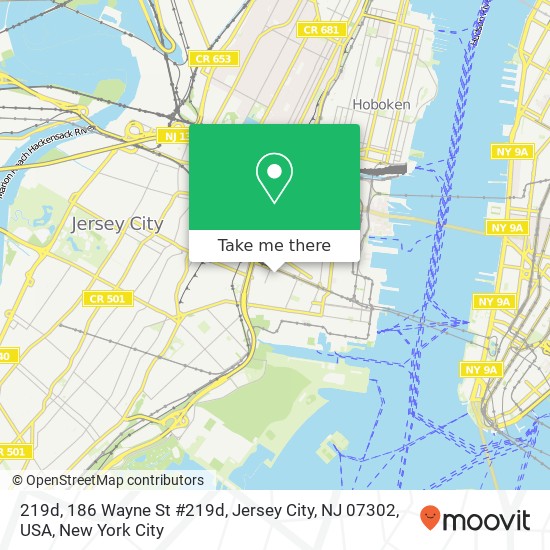 219d, 186 Wayne St #219d, Jersey City, NJ 07302, USA map